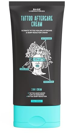 Base Labs Tattoo Aftercare Cream | 3 in 1 Cream | Moisturizer, SPF and Bump Reduction | For Post-Tattoo Care | 180ml