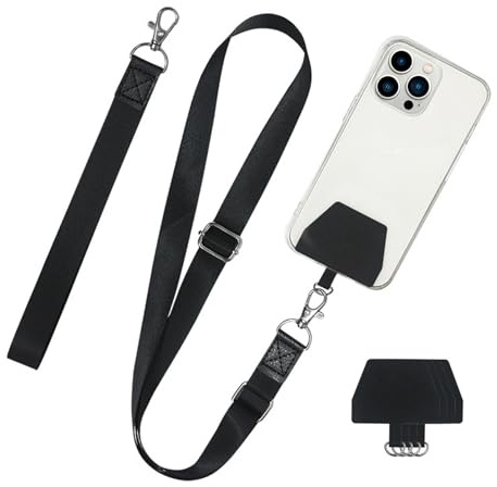 flintronic Mobiltelefon snodd, 2 st justerbar krage snodd med 4 lappar, justerbar universell mobiltelefonrem för nackrem axelrem axelrem handledsrem, kompatibel med de flesta telefonfodral