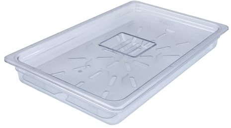 AcMax Set de policarbonato GN 1/1 Gastronorm, recipiente GN, 8,5 litros, profundidad de 65 mm, plástico con tapa y bandeja de goteo