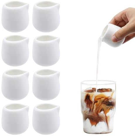 Brocca per latte in porcellana, piccolo tipo, in ceramica, bianco, mini brocca per latte in ceramica, piccolo bricco per latte, caffè, salse, cucina, bar, caffetteria