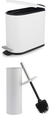 Beldray Bathroom Pedal Bin And Toilet Brush Set 5L Soft Close White