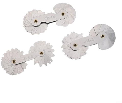 3-teiliges Edelstahl-Radius-Messgerät-Set zum genauen Messen von gebogenen Oberflächen