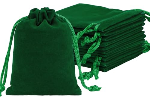 Shintop 10pcs Velvet Drawstring Bags, 8x10cm Velvet Pouches for Jewelry Gift Packaging,for Christmas Party Gifts(Green)
