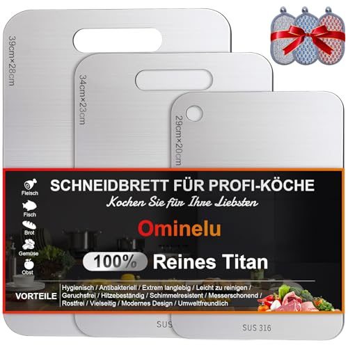 Ominelu 3-delat Titan Skärbräda Set, Uppgradering S316 Rostfritt stål
