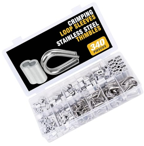 340 manicotti in alluminio a crimpare per cavi in alluminio, fermacavi per funi di crimpatura, fune di crimpatura, manicotti ad anello