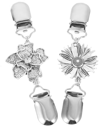 Beavorty Fermagli per Scialle Retrò Fiori Vintage, Fibbie per Maglieria e Cardigan da Donna, Set 2 Pezzi, Decorazione Elegante per Camicette e Sciarpe, Facile da Fissare e Resistente