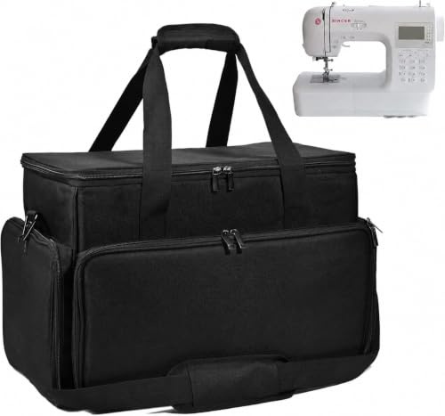 Kcuynn Sewing Machine Carrying Case with Removable Pad | Sewing Machine Tote Bag, Sewing Machine Bag with Multiple Pockets (BAG ONLY), Black