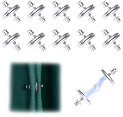 10 Pairs Curtain Magnets,Heavy Duty Button Magnetic Curtain Clips Light Leakage Prevention Keep Curtain Closed for Home Bedroom Bathroom