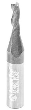 Amana Tool CNC Spiral Router Bit for Steel, 45 Degree Corner Chamfer End Mill, AlTiN Coating, 51460, 3-Flute x 1/8 Dia x 3/8 x 1/4 Shank x 1-1/2 Inch