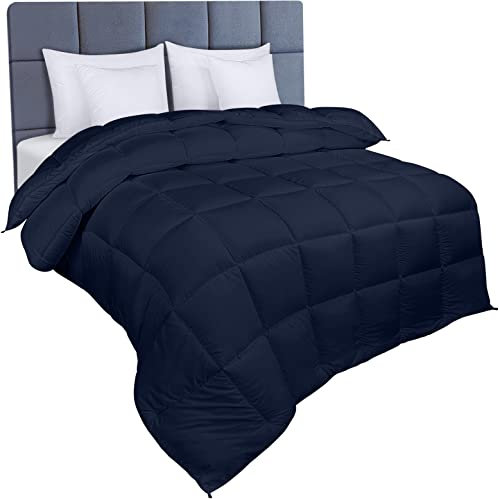 Utopia Bedding Invernale Piumone - Piumino singolo - Piumino Letto Singolo - Trapunta Singolo - 100% Microfibra in Fibra Cava (Blu Navy, 135 x 200 cm 350 GSM)