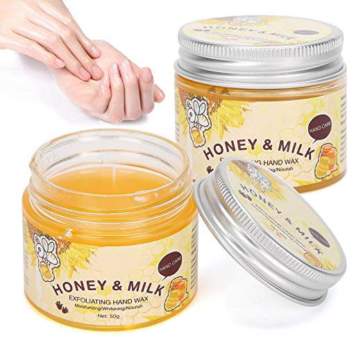 2 Piezas 50g Mascarilla de Cera para Manos, Cera para Pelar las Manos, Leche de Miel Cera para Manos Peeling Hidratante Cera Nutritiva para Blanquear