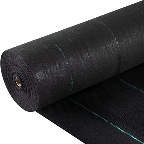 VEVOR Toile de Paillage, 1,5x76,2 m, Toile Anti-Mauvaises Herbes PP Bâche Tissée de Jardin Haute Perméabilité Couverture Protection Sol Double Couche pour Agriculture, Potager, Allée, Extérieur, Noir