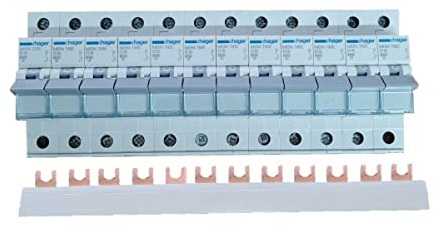 NAKA 12 x Hager MBN116 Schutzschalter für Sicherungskasten | Schutzschalter LS Sicherungsautomat für Schaltschrank B16A 1-Polig 16A Leitungsschutzschalter + 3 Phasenschiene