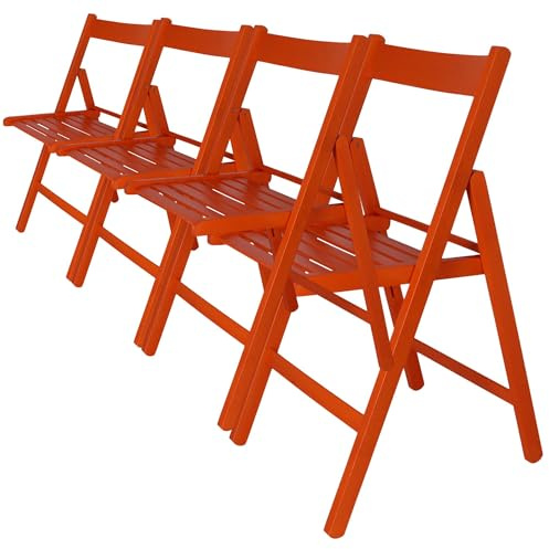 Well Home MOBILIARIO & DECORACIÓN - Pack 4 Sillas Bas en Madera de Haya, Roja