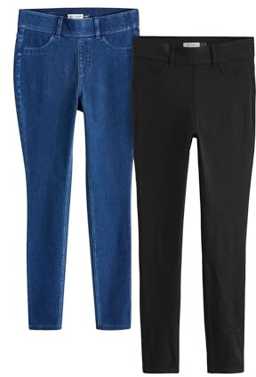 NEXT Mujeres Pack de 2 Leggings Vaqueros Largos de Punto Negro/Azul 36