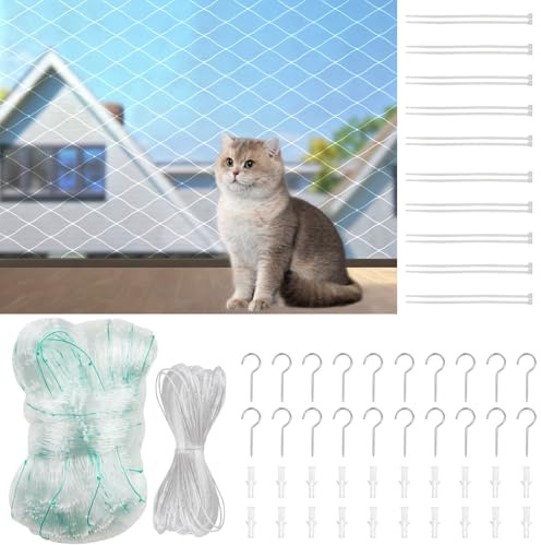 Wadafen Katnät för balkong 3 x 4 m kattskyddsnät balkongnät transparent