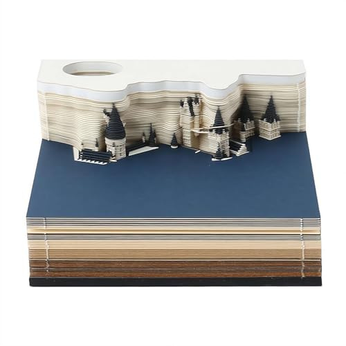 Calendario da scrivania 3D 2026, con castello magico strappabile, in carta, calendario da scrivania 3D, blocco note 2026, planner settimanale con luce, elegante decorazione da scrivania per casa e