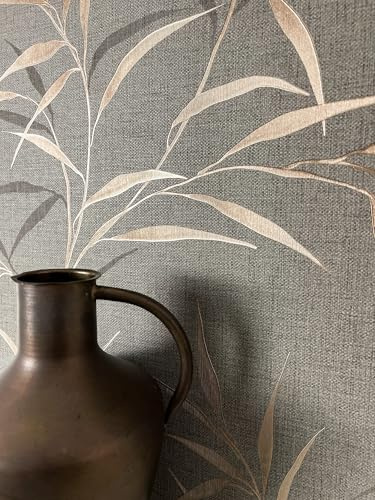 Newroom Vliestapete Braun Blumen Blätter Metallic Tapete Wohnzimmer