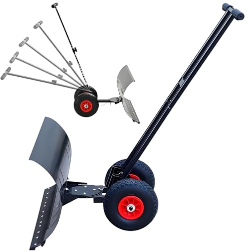 ZYGPH Pala quitanieves metálica con Ruedas, Resistente y multitemporada, de Acero de 73 cm, Ideal para Nieve, Grava, Arena y Grava.