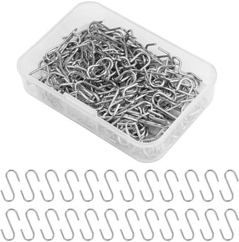 FHRYNA 1 Scatola di 100 Ganci a S in Acciaio Zincato, Piccoli, per Artigianato, Gioielli, Decorazioni, 14mm, con Scatola Organizer(7.5 * 5.3 * 1.63cm)