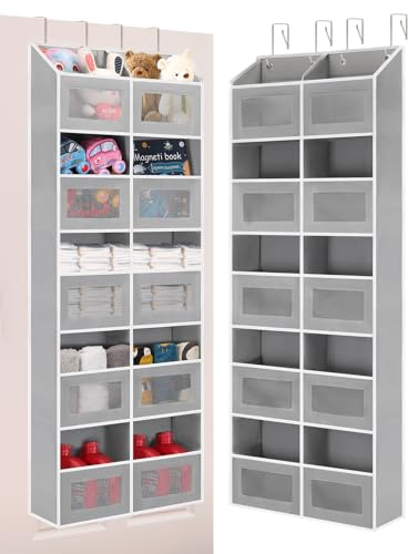 Organiseur à suspendre au-dessus de la porte, rangement des peluches derrière la porte, organisateur de rangement extra large pour jouets pour chambre à coucher, salle de bain, placard, chambre