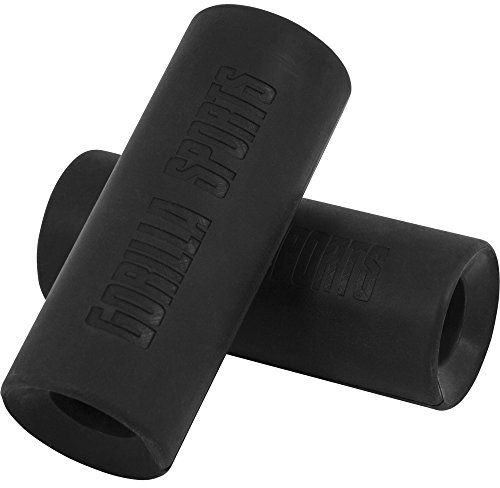 GORILLA SPORTS® Hantelgriffe - 2er Set, für 25mm, 28mm, 30mm Hantelstangen, Ø 5 cm, rutschfeste, aus Silikon, Schwarz - Bar Grips, Hantelgriffmanschetten, Krafttraining, Griffe Pads