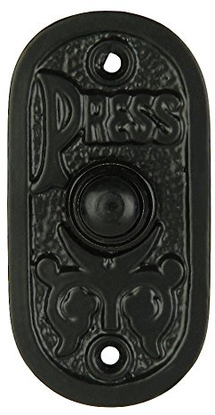 A29 Decorative Push Button Doorbell, Cast Iron, Black Powder Coat Finish