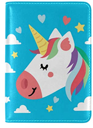 Unicorno Profondo Copertura del Titolare di un Porta Passaporto Custodia in Vera per Viaggio Pelle Uomo Donna