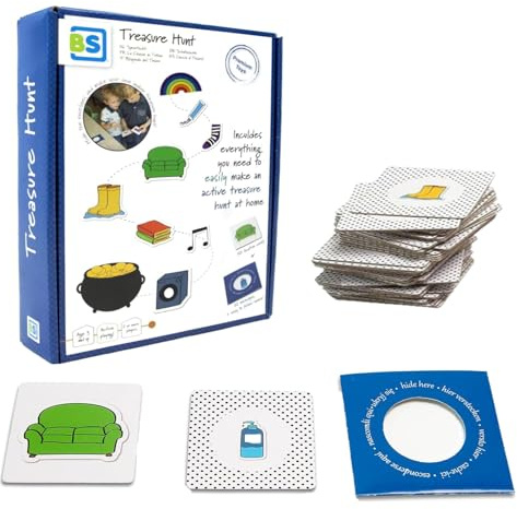 BS Toys Treasure Hunt - Jeu De Chasse Au Trésor - Convient pour Intérieur - Jouets pour 3 Ans Et Plus - 2 Joueurs Ou Plus, Multicolore -