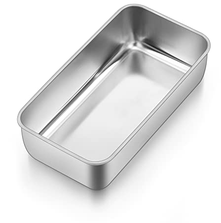 HaWare Loaf Tin, Stainless Steel 2lb Bread Loaf Pan- Bread Oven Tin for Baking Banana Cake/Meat Loaf/Lasagna, 23.5 x 12.5 x 6.5cm, Healthy & Durable, Brushed Surface & Dishwasher Safe