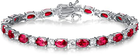 FANCIME Bracciale tennis da donna in argento sterling 925 con pietra preziosa, bracciale tennis, pietra di nascita, gioiello per donna e ragazza, lunghezza 19 cm, 19.0 centimeters, Nichel Argento