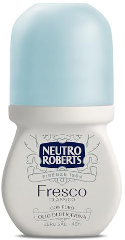 Neutro Roberts, Deodorante Roll On Fresco Classico, Zero Sali di Alluminio, Zero Macchie, Con Puro Olio di Glicerina, Deodorante Uomo e Donna, Plastica 100% riciclata, 50 ml, 48h