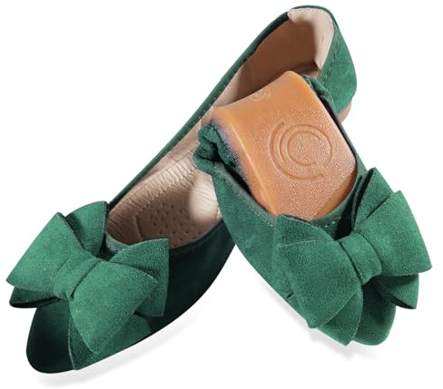 MACHSWON Ballet Flats for Women Comfortable Women's Flats Ballerina Folding Pumps Casual Dress Pointed Toe Black Flats Shoes Women(Dark Green, Size 6)