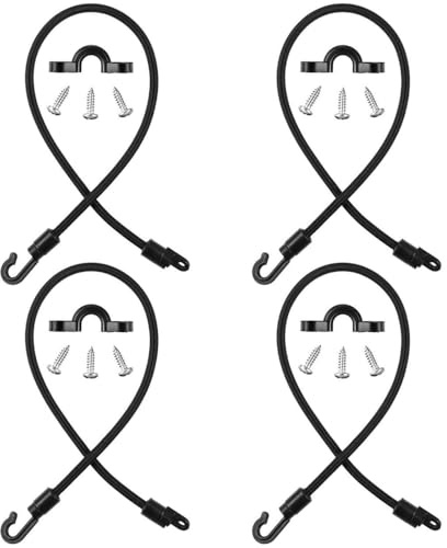 MiOYOOW - Conector de montaje para puente de caña de pescar, 2/4 juegos con correas elásticas de caña de pescar, soporte de puente de caña de gancho POM, longitud ajustable, para pesca en kayak en