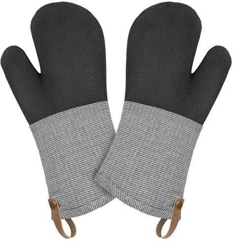 Cuisinart Kitchen Oven Mitts – Heat-Resistant Kitchen Mitts for Oven with Non-Slip Neoprene Palm, Long Cuff, and Cotton Filling – Durable Oven Gloves for Cooking, Baking, & Grilling
