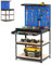 SOARS Werkbank mit Lochwänden, Werkzeugbank Metall mit 3 offenen Regalen & Zubehörteilen zum Aufhängen für Garage, Werkstatt (Blau, 81 x 41 x 156 cm)