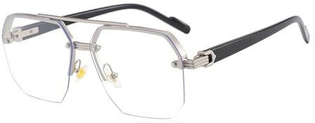 Long Keeper Lunette de Soleil Photochromique Homme Femme Lunette Retro Pour Cadre Carré En Metal Lunette ProtectionUV400 (Argent Clair)