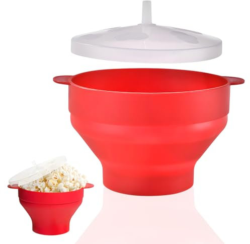 Machine à pop-corn pour micro-ondes - Pot à pop-corn pliable en silicone - Bol à pop-corn - Sans BPA - Sans huile - Pour micro-ondes, maison, cuisine, fête
