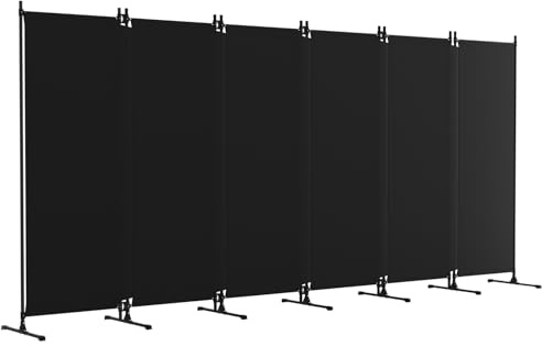 Kokorona 6 Panel Room Divider, Folding Privacy Screen Wall Dividers, Freestanding Partition Divider for Room Separation, Portable Room Divider, 146 W x 70 H, Black