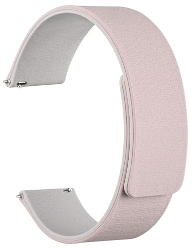 WOCCI 22mm Magnetisches Uhrenarmband, Silikon mit Holzmaserung, Schnellverschluss (Rosa+Sternenlicht)