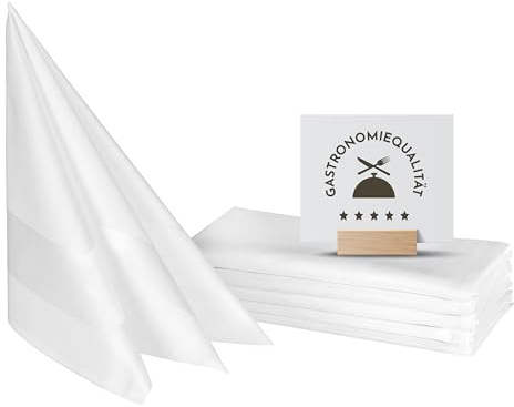 ZOLLNER 6er Set Mundservietten, Vollzwirn-Damast, 100% Baumwolle, 50x50 cm, weiß