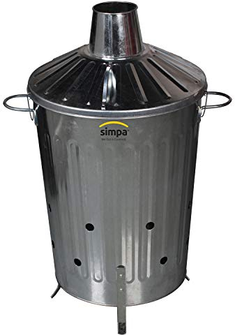 1 x 60L 60 Litre Large Garden Galvanised Metal Incinerator Fire Burning Bin for Wood Paper Leaves
