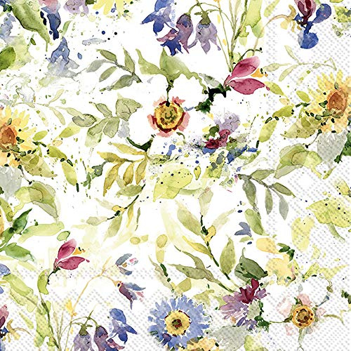 Boston International IHR 3-Ply Paper Napkins, 20-Count Lunch Size, Packed Flowers