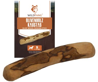 Wildfang® Olivenholz für Hunde, Größe S – robuste Kau-Sticks für Starke Kauer, Welpen-Kauspielzeuge zur Zahnung, Training der Kaumuskulatur, Olivenholz-Kaustab für Hunde (unter 15kg)