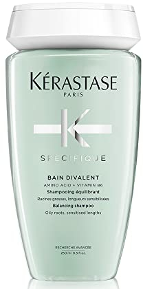 Kérastase Shampoo für fettige Kopfhaut und strapazierte Längen, Ausgleichendes und klärendes Haarbad, Bain Divalent, Spécifique, 250 ml