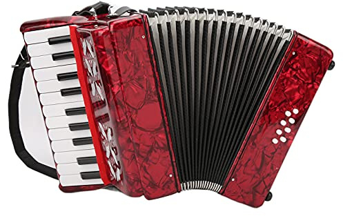 IRIN 22‑Key 8 Bass Accordion Piano Accordion Educational Musical Instrument with Retractable Strap for Beginners Students 12.4 x 11.6 x 5.7in