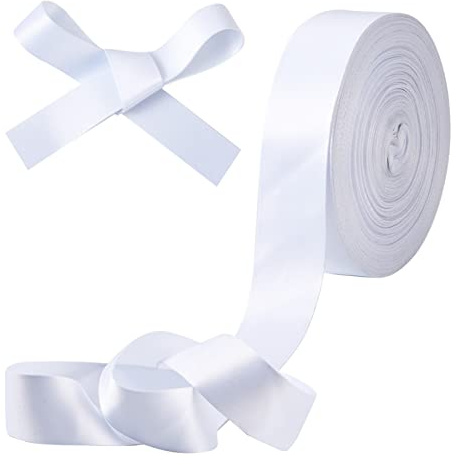 Bestewelry 27 meter platt polyesterband 40 mm vitt dubbelsidigt tyg platt hängande polyester remrullar för gör-det-själv-hantverk termisk överföring sömnad dekor