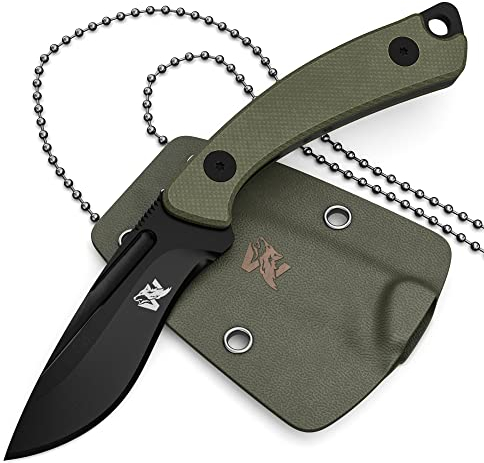 Wolfgangs VERITI Neck Knife Messer - inklusive Kydex Scheide und Kugel Halskette zum umhängen - Mini Survival Outdoor Messer für jeglichen Gebrauch