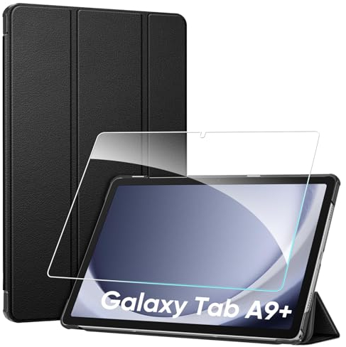 Fintie Hülle für Samsung Galaxy Tab A9+/A9 Plus 11 Zoll 2023 Tablet mit Schutzfolie - Ultradünne Kunstleder Schutzhülle Cover mit Auto Schlaf/Wach Funktion, Schwarz