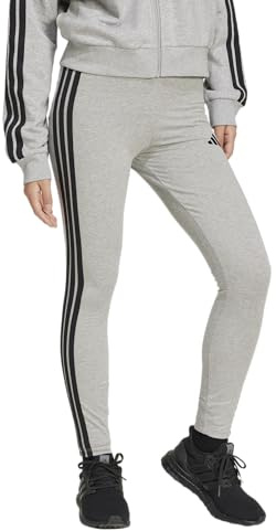 Adidas Womens 3-Stripes Single Jersey Sportswear Leggings, Medium Grey Heather/Black, XX-Small